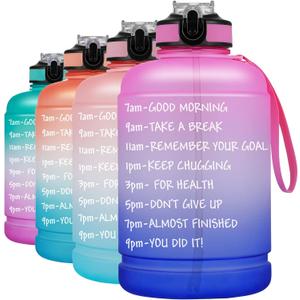 BOTTLE BOTTLE Half Gallon Water Bottle with Straw& Handle，64 oz Motivational Water Bottle with Time Marker, BPA Free Leakproof Water Jug, Ensure you Drink Enough Water for Indoor and Outdoor Sports