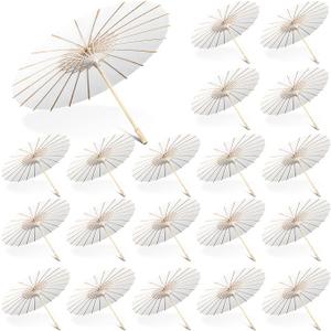 Sanwuta 20 Pcs Paper Umbrella 23.6 Inch Paper Parasol Umbrella DIY Decorative Chinese Japanese Umbrella Vintage Handmade Oil Paper Japanese Parasol for Photo Props Craft Party Wedding