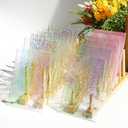 Lanyani 12 Sheets Iridescent Clear Textured Stained Glass Sheets for Crafts, 4x6 inch Cathedral Art Glass Packs for Mosaic Work
