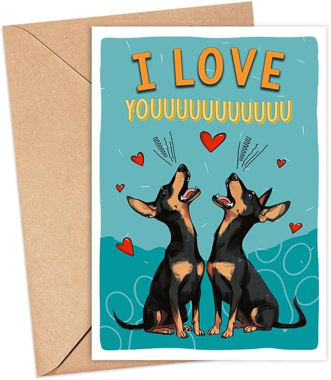 Doberman Pinscher Dog Card, Doberman Anniversary Card Funny, Dog Anniversary Card, For Husband, For Wife, Girlfriend, Boyfriend, Card For Dog Owners, Doberman Dog Lover Gifts, I Love Youuuu