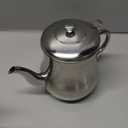 Stainless Steel Teapot with Removable Strainer, 30oz Gooseneck Pour Over Kettle for Loose Leaf Tea & Pour-Over Coffee, Modern Silver small coffee Tea Pot Infuser for 1-3 People, Home, Kitchen, Hotel