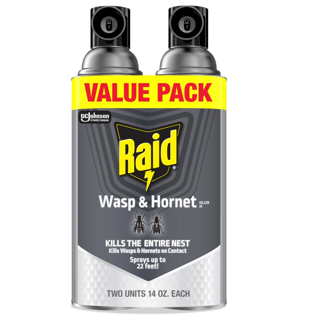 Raid Wasp & Hornet Killer Bug Spray, Kills Entire Nest, 14 oz, 2 Count