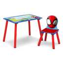 Delta Children Marvel Spidey and His Amazing Friends 3-Piece Toddler Playroom Set Includes Table, Chair and Toy Box, Blue/Red