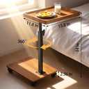 Adjustable Height Couch Tables that Slide Under Sofa, 360° Swivel Modern Tv Tray Table with Wheel, C Shaped End Table for Couch, C Table for Small Place, Perfect for Livingroom, Bedroom, 16" X 12" X 34"