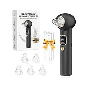 Pore Vacuum Blackhead Remover, Blackhead Extractor with 3 Adjustable Suction Levels, 5 Probes, Blackhead Remover Tools for Women and Men (Black)