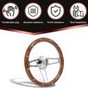 14inch Solid Wood Steering Wheel Chrome-Plated Aluminum Alloy Spoke