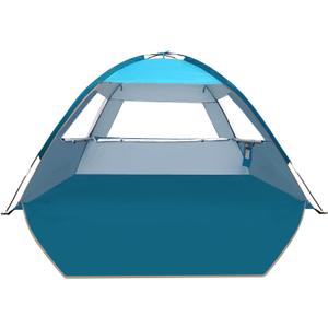 COMMOUDS Beach Tent Sun Shade for 3/4-5/6-7/8-10 Person, UPF 50+ Beach Sun Shelter Canopy Tent, Lightweight, Easy Set Up and Carry (Blue)