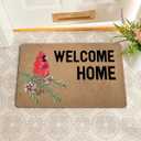 Funny Welcome Doormat Welcome Home Cardinal Red Bird Design Front Porch Patio Decor Outside Entrance Mats With Anti-Slip Rubber Back Novelty House Warming Gift Mat for Front Door (23.7 X 15.9 in)