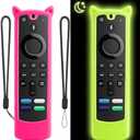[2 Pack] WEVOVE Firestick Remote Cover Compatible with Alexa Voice Remote 4k/Max/Lite (3rd Gen), Firesticktvs Remote Case with Wrist Strap, Fire Stick Cover Glow in The Dark