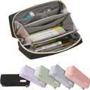 QIANPA Small Pencil Case Organizer with Zipper, Light Pouch Aesthetic, Black Bag for Men & Women