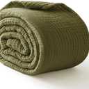 100% Cotton Muslin Blanket Large 50" x 70", Breathable and Lightweight Cotton Throw Blankets for Bed and Couch, Soft Cooling Summer Gauze Blanket for Adults All Season, Olive Green