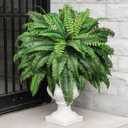 Der Rose 49 inch 96 Leaves Fake Ferns Large, UV Resistant Artificial Plants Outdoors Faux Boston Fern Plants for Porch Home Patio Hanging Decor