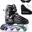 Adjustable Inline Skates for Kids and Adults, Roller Skates Performance Skates with Light Up Wheels Ideal for Youth Boys and Girls, Men and Women X-Large-Adult(8-12)