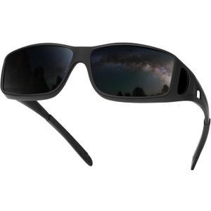 Night Driving Glasses for Men Women Fit Over Sunglasses Anti Glare Polarized HD Night Vision Glasses (A3 Matte Black/Grey)