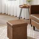 SONGMICS Mazie Collection - 15 Inches Ottoman with Storage, Footstool, Storage Ottoman, Load 660 lb, for Dorm, Living Room, Bedroom, Synthetic Leather, Coffee Brown ULSF010K01