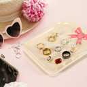 LemonRoad 2 Pack Bow Plate Jewelry Trays Pink Jewelry Organizer for Storage, Rings, Bracelets, Earrings, Cosmetics