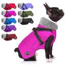 Doglay Dog Coat with Harness, Reflective Warm Dog Jacket Waterproof Puppy Winter Coat for Cold Weather, Adjustable Fleece Jacket for Small Medium Large Dogs, S
