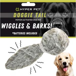 Hyper Pet Doggie Tail Interactive Plush Automatic Dog Toys, Durable, Wiggles, Vibrates, and Barks, Batteries Included, for All Dog Breeds, Boredom Buster (Full Unit)