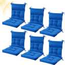 Sintuff 6 Pcs 44 x 21 x 4 Patio Chair Cushions Outdoor Chair Cushion Seat/Back Tufted Pillow with Ties Water Resistant Replacement Indoor Patio Furniture Outdoor Furniture (Solid Color,Blue)