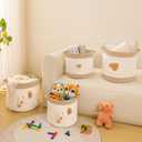 Large Blanket Baskets for Living Room Decor, Toy Storage Baskets Woven Cotton Rope Storage Basket for Kids, Dog Toys Organizer Clothes Hamper with Embroidery Decor for NurseryLaundry (Large, Giraffe)