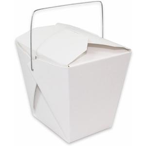 White Chinese Asian Paper Take Out Box with Wire Handle, Leak and Grease Resistant Stackable to Go Boxes (10, 32OZ)
