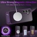 for Samsung Galaxy S24 Case, [Magnetic Invisible Stand] [Compatible with MagSafe] [Military Grade Drop Protection] Slim Glossy Marble Pattern Back Shockproof Protective Cover, Amethyst