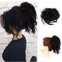 Lativ Messy Hair Bun Tousled Updo Hair Scrunchies Extension With Elastic Rubber Band Messy Accessories Hair Pieces for Women Girls (Messy Bun, Black)