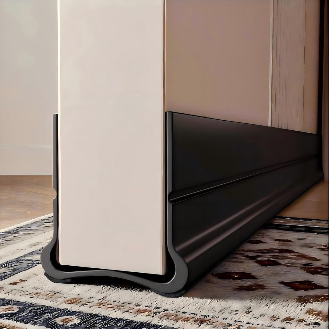 Door Draught Excluder, PVC Door Seal for Protection from Sound, Cold, Moisture and Insects Silicone (Black, 36inch)