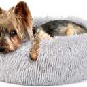 Extra Small Dog Bed Cute Grey Dog Bed Washable 19 inches Donut Fluffy Small Pet Beds,Calming Anti Anxiety Round Fits up to 10 lbs Soft Warm Pets Beds for Puppy Dogs Indoor