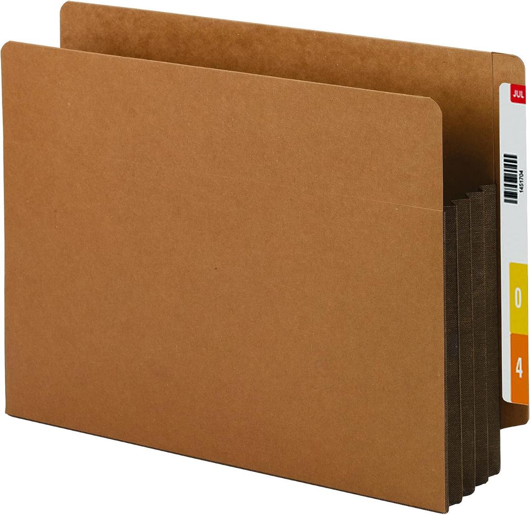 Smead End Tab Pocket, Reinforced Straight-Cut Tab, 3-1/2" Expansion, Extra Wide Letter Size, Redrope with Dark Brown Gusset, 10 per Box (73681)