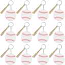 mupera 12 Pcs Baseball Keychain, 2.75 In Baseball Keychains, DIY Name Id Baseballs Keychain for School Sport Reward Birthday Party Supplies