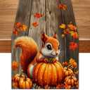 2 x Pumpkin Squirrel Fall Table Runner 108 Inch Seasonal Autumn Thanksgiving Kitchen Dining Room Table Decorations for Home Party Decor