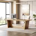 1Easylife 70.87 Inches Long Executive Desk, Wooden Computer Desk, Industrial Simple Study Writing Table, Large Workstation Business Furniture for Home Office, Oak