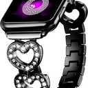 2 x SaNgaiMEi Bling Band Compatible with Apple Watch Band 38mm 40mm 41mm 42mm 44mm 45mm 49mm Women Rhinestone Stainless Steel Strap for iWatch Ultra 2, iWatch Ultra Series SE 9/8/7/6/5/4/3/2/1
