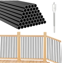 CKE 50 Pack 26" Deck Balusters, Round Aluminum Deck Baluster, 3/4" Diameter Hollow Round Black Aluminum Balusters for Deck Railing, Metal Deck Balusters Staircase Spindles for Railing Fencing