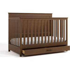 Graco Tristan 5-in-1 Convertible Crib with Drawer (Hazelnut) GREENGUARD Gold Certified, Fits Standard Crib Mattress, Premium Handle, Converts to Toddler Bed, Daybed, and Full-Size Bed, 30"L x 55"W x 40"H