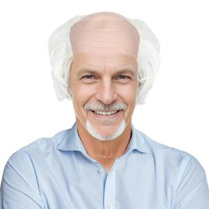 Miss U Hair Old Man Wig White Bald Cap With Hair On Sides Balding Wig Grandpa Halloween Cosplay Costume Wigs