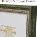 VIOLABBEY 11x14 Picture Frame Green Gold, Display 8x10 Photo with Mat or 11x14 without Mat, Ornate Vintage 11 x 14 Frame for Wall Decor or Tabletop Display, Green Gold