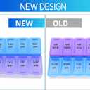 7 Day Weekly AM PM Pill Organizer, ShysTech Large Pill Case Pill Box for Pills Vitamin Supplements Medication (Purple/Blue)