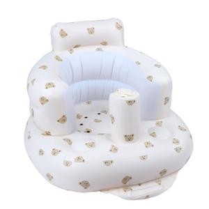 EKEPE Baby Inflatable Seat with Suction Cups for Babies 3 Months & Up, Baby Floor Seats for Sitting Up with Built in Air Pump, Blow Up Baby Chair for Infants - Bear Head (Beige)