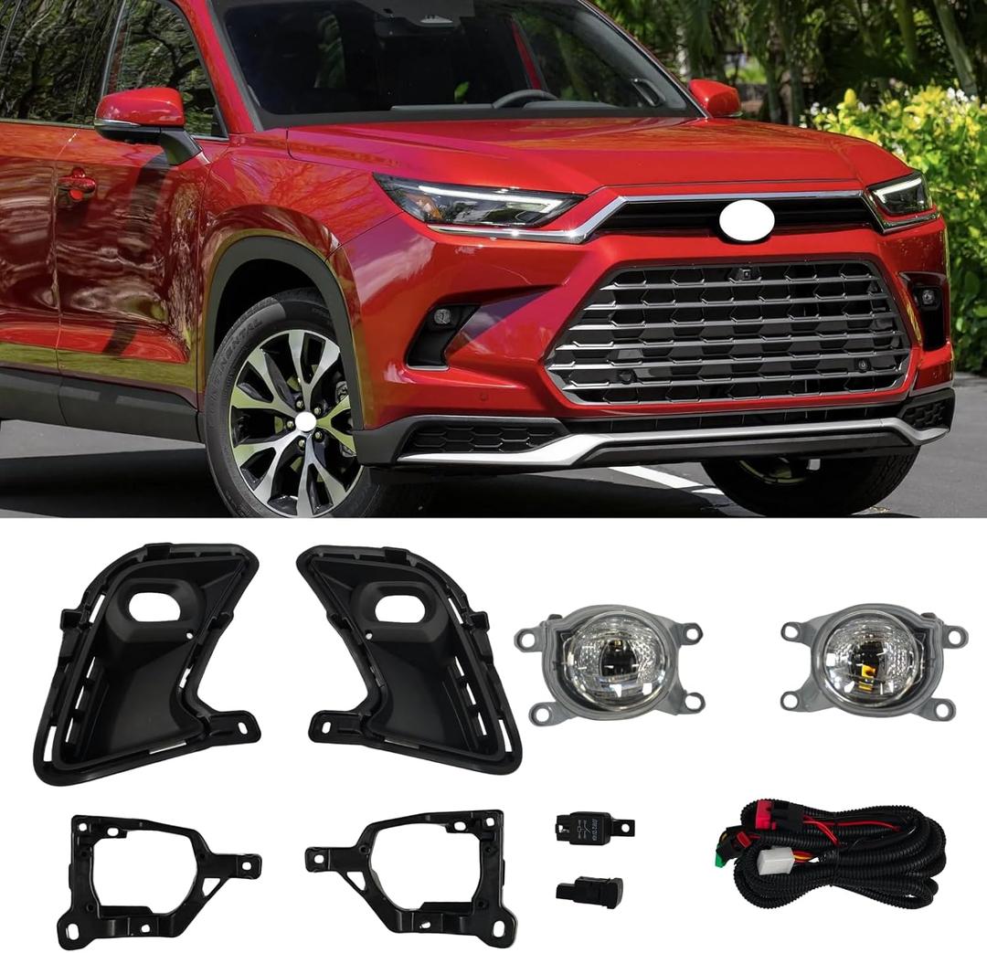 Fog Lamps Kit Switch Bezel Wire White LED For Toyota Grand Highlander 2024-2026 HD25B03