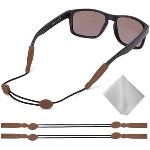 Buyisgle Eye Glasses Holder Strap - Adjustable Sunglasses Straps Cords for Men Women - Eyeglass Holders Around Neck - Eyewear String Lanyard Retainer -2PCS（14in Brown)