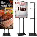 4 Pack Floor Poster Board Stand, Double-Sided for Board & Foam Sign, Adjustable Metal Sign Holder, Height Up to 82Inches Poster Stand for Display Pedestal Sign Stand