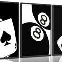 3Pcs Black and White Poker Dice Canvas Wall Art Lucky You Poster Prints Trendy Funky Preppy Y2K 8 Ball Pictures Artwork Aesthetic Painting for Game Room Apartment Dorm Decor 12x16in Unframed