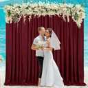Burgundy Backdrop Curtains Photo Booth Background: 6 Panels 5ft x 10ft Polyester Fabric Drapes - for Party Anniversary Stage Ceremony Decorations