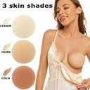 PRETTYWELL Nipple Covers No Show 4 Pairs Large Sticky Nipple Pasties Seamless Reusable Thin Breast Petals Nude (L)