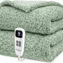 Heated Blanket Electric Blanket Throw - Fast Heating Blanket Throw Double Sided Sherpa Ultra Soft Cozy with 6 Heating Levels & 1-4 Hours Auto Off, Mashine Washable, 50 x 60 Inches, Sage