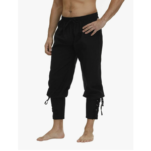 Men's Ankle Banded Cuff Renaissance Pants Medieval Viking Navigator Trousers Pirate Cosplay Costume with Drawstrings, Size: Small