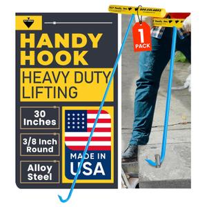 T&T Tools Heavy Duty Handy Hook  Portable 30 Inch with 3/8" Round Pump Hook End Multipurpose Lifting and Pulling Tool for Manhole Covers, Septic Tanks, Storm Drains, Sewer Lids & More 1 Pack | Portable, 30 Inch, 3/8" Round, for Manhole Covers, Septic Tanks