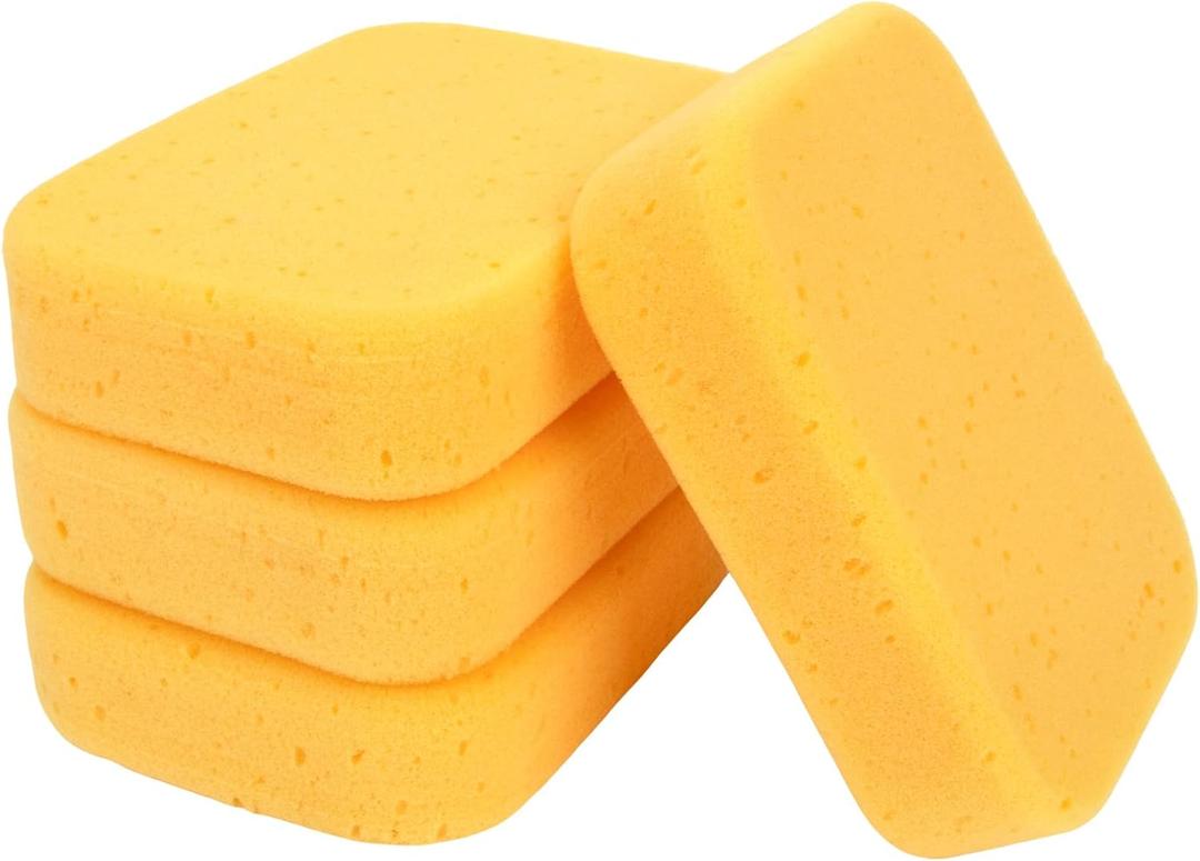 4PCS Large Car Wash Sponge  Sponges for Cleaning Extra Thick High-Density Pottery Sponges, Scratch-Free, Super Absorbent, Reusable for Auto Detailing, Waxing, and Cleaning